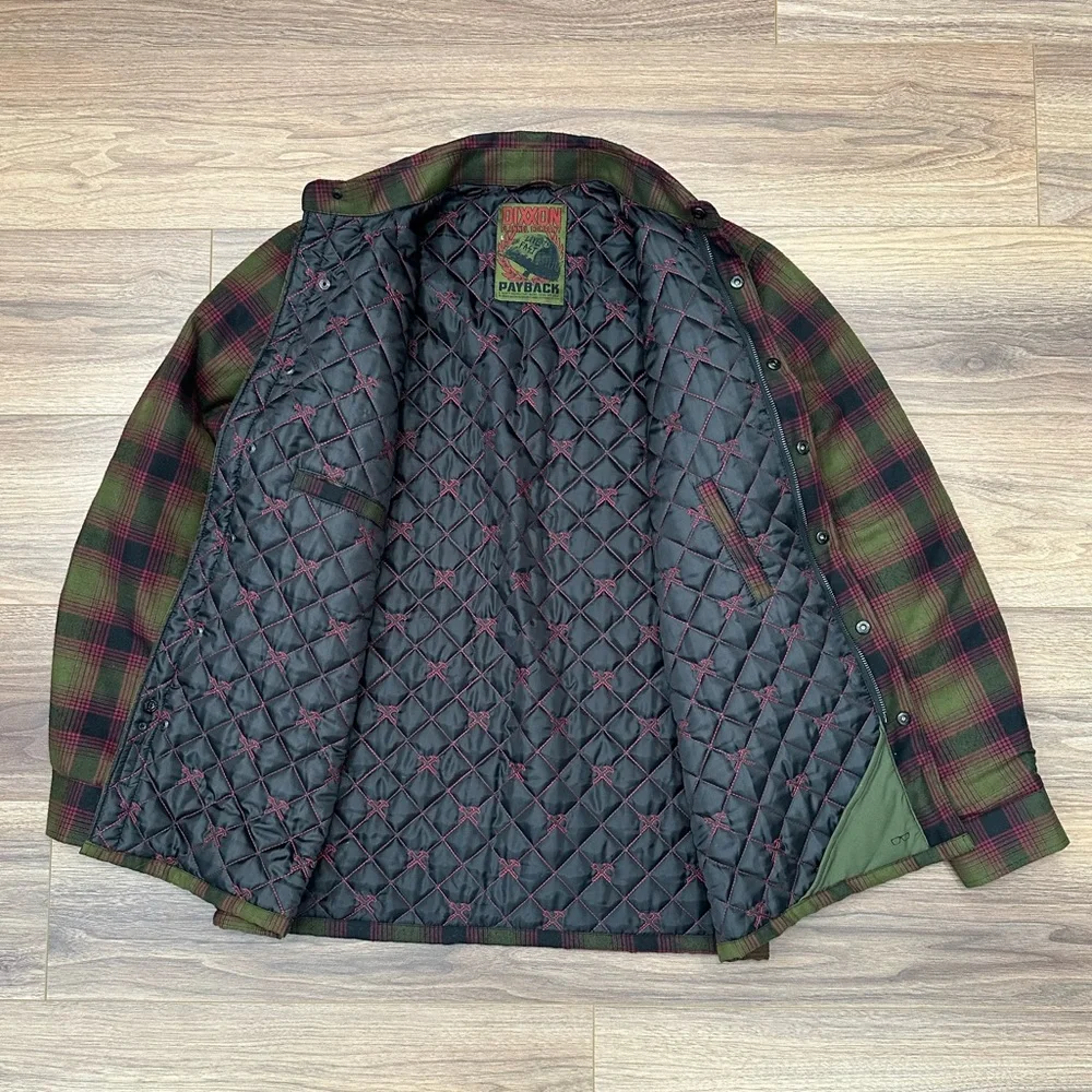 Dixxon Flannel The Payback Jacket Quilted Pearl Snap in Green/Black Size Large